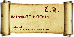 Balaskó Móric névjegykártya